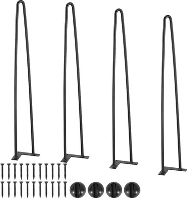 Produktbild von VEVOR 4er-Set Tischbeine Haarnadelbein 710mm hoch 110x110mm Montageplatte Kohlenstoffstahl Pulverbeschichtet Hairpinlegs 227kg Tragfähigkeit Ideal für Küchentische Wohnzimmerkonsolen Studio-Tische