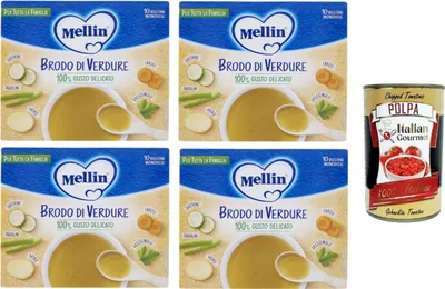 Produktbild von MELLIN Brodo di verdure, per tutta la famiglia Gemüsebrühe, für die ganze Familie 100% delikater Geschmack 4x80gr
