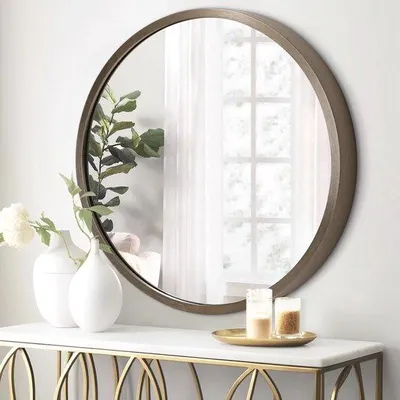 Image de Miroir mural rond en métal de 50 cm pour salle de bains
