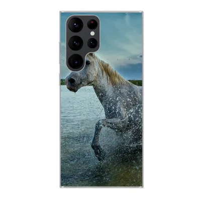 Produktbild von MuchoWow® Handyhülle Schutzhülle Hülle für Samsung Galaxy S22 Ultra Pferd - Wasser - Tropfen Silikon Softcase Handy Hülle - Abbildung