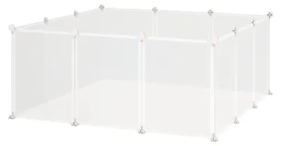 Image de Enclos parc modulable pour petits animaux 12 panneaux pour chiot, cochon 105 x 105 x 45 cm blanc