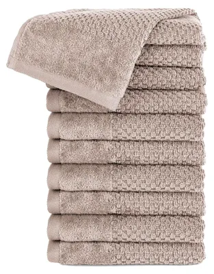 Produktbild von 10-TLG. Gästehandtücher 30x50 cm mit Aufhängeschlaufe aus 100% Baumwolle, saugstark, weich und   - 10 Gästehandtücher Beige - Taupe, 30x50 cm