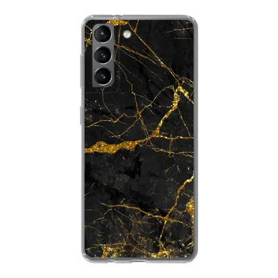 Produktbild von MuchoWow® Handyhülle Schutzhülle Hülle für Samsung Galaxy S21 Marmor - Gold - Schwarz - Marmoroptik - Luxus - Glitzer Silikon Softcase Handy Hülle - Softcase