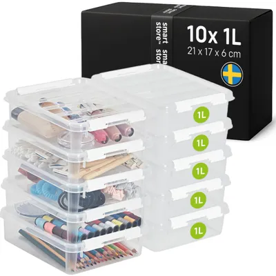 Produktbild von SmartStore - 10x Aufbewahrungsbox mit Deckel Classic 1L (21x17x6cm) | Stapelbare