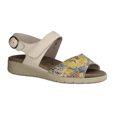 Produktbild von Semler Dunja H2565-011, Weiss, Damenschuhe, Sandale, Leder, NEU - Damenschuhe Sandale bequem / lose Einlage, Weiß, leder (flower-samt/soft-n)
