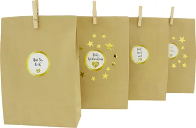 Immagine prodotto di Calendario dell'Avvento fai da te da riempire: 25 sacchetti di carta, ideali anche come sacchetti regalo - Sacchetti regalo natalizi