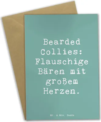 Produktbild von Mr. & Mrs. Panda Grußkarte Spruch Bearded Collie Bärenherz - Meeresbrise - Geschenk, Kuscheln, Eigenschaften, Hunderasse, glückwunschkarten, hochzeitskarten, Hunde, Hund
