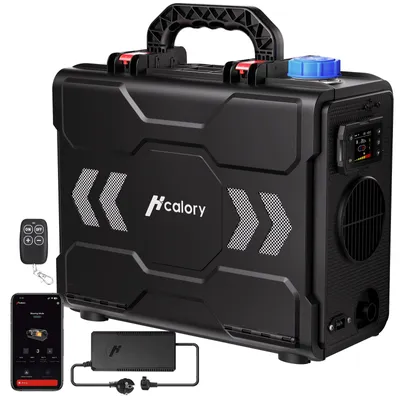 Obrázek produktu pro HcaloryToolbox 2S 8KW naftový ohřívač vzduchu, parkovací ohřívač 220-240V AC a 12/24V DC, aplikace Bluetooth, adaptér EU, 6l nádrž, automatický start/stop, režim plateau