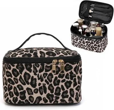 Productafbeelding van Cosmeticatas luipaardprint, toilettas dames, reistoilettas