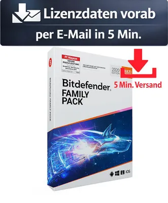 Produktbild von Bitdefender Family Pack (15 Device - 2 Jahre) DACH ESD Antivirus Sicherheit 5 Min. Versand als Download per Mail