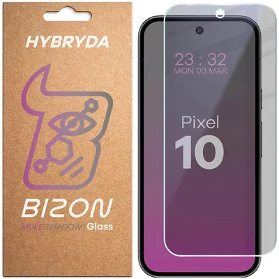 Produktbild von Hybridglas mit Privatschutzfilter für Google Pixel 10, Bizon Glass Mule Shadow, Matt