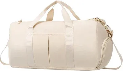 Produktbild von Unyqoos® Sporttasche für Damen & Herren – multifunktionale Trainingstasche mit belüftetem Schuhfach & wasserdichtem Nassfach, faltbare Reisetasche, Beige, M (43,5 x 24 x 22,5 cm, 0,63 kg)