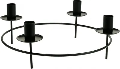 Produktbild von Kerzenring Adventskranz Kerzenhalter Stabkerzen Metall Schwarz Ø28cm H11cm