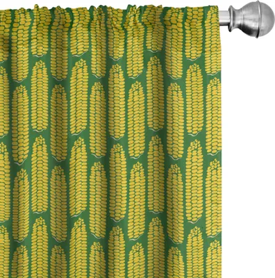 Obrázok produktu pre ABAKUHAUS Jedlo Záclony, závesy, geometrický štýl Corns vzor Šťastie Úroda Jedlo Zelenina Zdravé, 2 kusy 75 x 245 cm, zemitá žltá a zelená