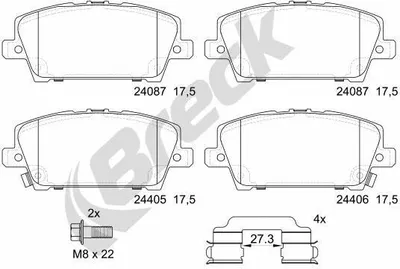 Produktbild von BRECK Bremsbeläge Satz Vorne Bremsklötze für HONDA CIVIC VIII Hatchback (FN, FK) 24087 00 701 10