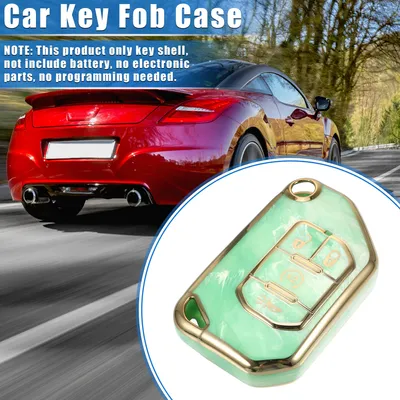 Image de Coque De Clé De Télécommande À 4 Boutons Compatible pour Jeep, Tpu Vert