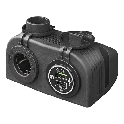 Obrázok produktu pre Súprava pre povrchovú montáž: 12V zásuvka + USB rýchlonabíjačka typu A + C 2-cestná 3A