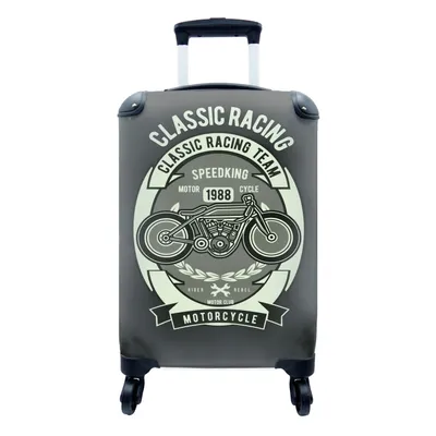 Produktbild von MuchoWow® Koffer Handgepäck Trolley Rollkoffer Kleine Reisekoffer mit 4 Rollen - Motorrad - Brief - Vintage - Illustration - Cabin Size < 55x40x23 cm & 55x40x20 cm - Fotokoffer - Kabinenkoffer - Boardgepäck - Reise-Box - Reisekoffer - Reisegepäck - Koffer mit Bild - Trolley für Kinder