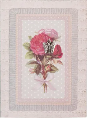 Image de Carte de vœux Clayre & Eef « Papillon », 10 x 13,5 cm, bouquet de roses