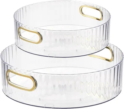 Produktbild von 2-teiliges drehbares Küchenorganizer-Set, 360° drehbarer Gewürzhalter, multifunktionales Gewürzregal, transparent, für Küche, Speisekammer und Schrank