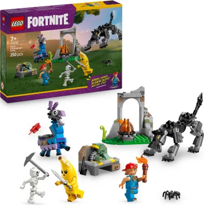 Produktbild von LEGO Fortnite Das Lager von Schali und der Zündkerzenkünstlerin  – Spielzeug mit Wolf- und Lama-Figuren, Lagerfeuer, 3 Minifiguren – Gaming-Geschenk für Kinder ab 7 Jahren – 77075