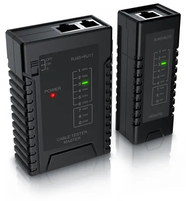 Produktbild von CSL Netzwerk Kabeltester für RJ45 RJ11-Kabel - Patchkabel-Tester Leitungstester - LAN Network Cable Tester - Zwei Verschiedene Geschwindigkeiten - Wahlschalter On Off - schwarz