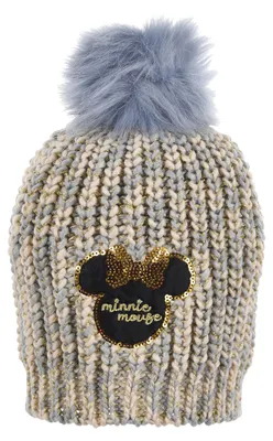 Produktbild von Minnie Mouse Kinder Mädchen Winter-Mütze Strick Bommelmütze, Farbe:Grau, Größe:54