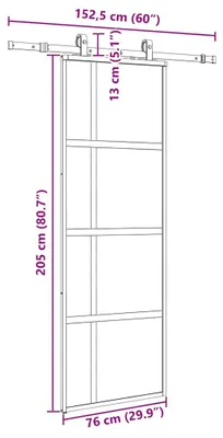 Productafbeelding van vidaXL Schuifdeur met beslag, zwart, 76x205 cm, veiligheidsglas