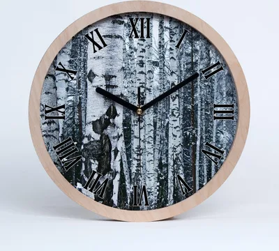 Produktbild von Holzuhr 25fi cm wanduhr - schwarze Spitzen - Birke
