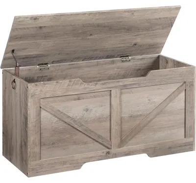 Productafbeelding van Opbergkist met ruimte, kleur grijs, 100 cm. Zitbank/opbergkist voor speelgoed, afmetingen 100 x 40 x 50,5 cm