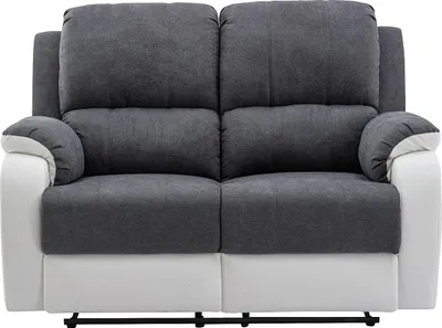 Produktbild von Relaxsofa 2-Sitzer - Microfaser & Kunstleder - Grau & Weiß - BRODY
