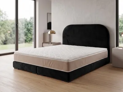 Produktbild von Polsterbett  LEON 1 mit Kopfteil, modernes gepolstertes Bett in 140 x 200 cm Farbe: Schwarz