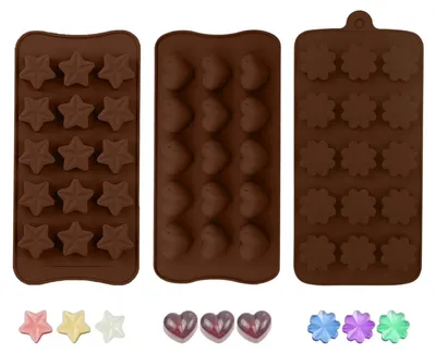 3 Silikon-Schokoladenformen, Stern Herz Blume, DIY Dessert Backformen