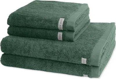 Produktbild von Ross Sinfonie 2 X Handtuch 2 X Duschtuch im Set Walkfrottee aus reiner Baumwolle 500 g/m², Hohe Saugkraft und flauschig weicher Griff, Gewebte Bordüre für elegante Optik