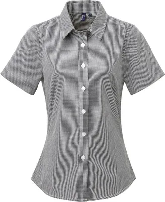 Image de Chemisier à manches courtes Premier MicroKaro pour femme RW5522 (2XL) (Noir/Blanc)