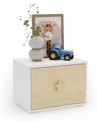Obrázok produktu pre Nočný stolík PUFFI so zásuvkou – biely / javor