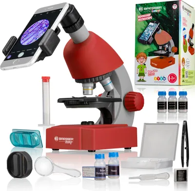 Obrázok produktu pre Bresser Optics Junior 40x-640x, Optický mikroskop, Červená, 640x, 40x, LED, Batérie