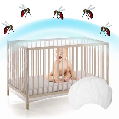 Imagen del producto de Malla para cuna de bebé, protección contra insectos, 135 x 60 x 90 cm, apta para cunas, moisés y parques infantiles