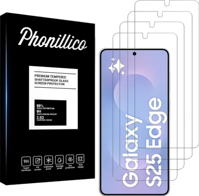 Produktbild von Hartglas für Samsung Galaxy S25 EDGE [4 Stück] Displayschutzfolie Screen Protector Film Anti-Kratzer Glas Resistant Phonillico®