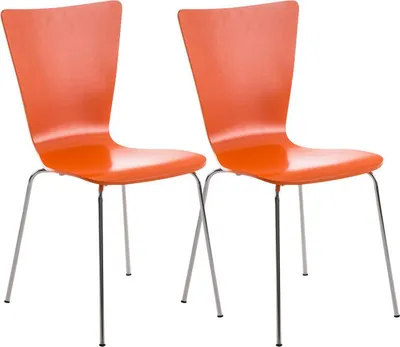 Produktbild von CLP 2er Set Besucherstuhl Aaron mit ergonomisch Holzsitz und Metallgestell orange
