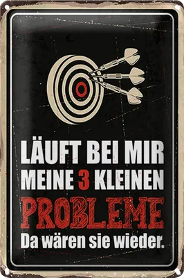 Produktbild von Blechschild Spruch 20x30cm Dart Meine 3 kleinen Probleme Da wären sie