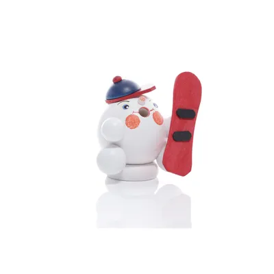 Produktbild von Räucherfigur Räucherschneeball mit Snowboard Weiß BxHxT ca 8,5 x 7 x 6,5cm NEU