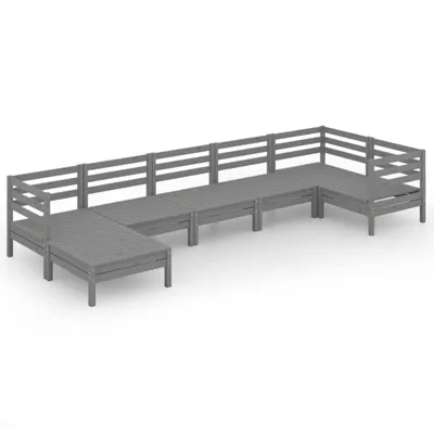 Produktbild von 7-tlg. Garten-Lounge-Set Massivholz Kiefer Grau