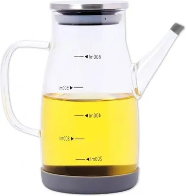 Produktbild von Famanu Öl- und Essigflasche aus Borosilikatglas mit Deckel und Silikonboden - 600 ml