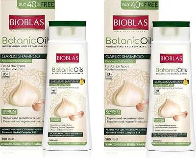 Produktbild von 2x Knoblauch Shampoo 500 ml Bioblas, Geruchlos, Anti Haarausfall Frauen und Männer Sparpack
