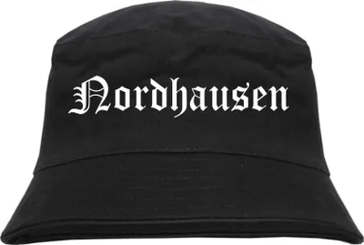 Produktbild von Nordhausen Fischerhut - Altdeutsch - bedruckt - Bucket Hat Anglerhut Hut Schwarz L/XL