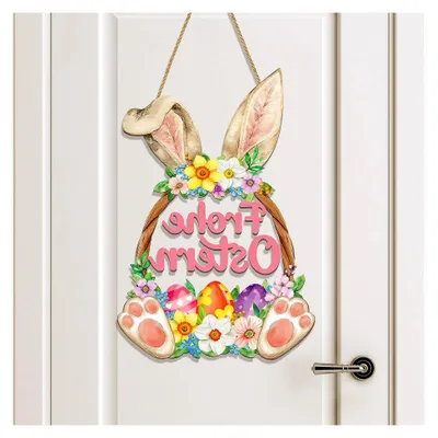 Produktbild von Osterkranz für die Tür, Türdeko mit Osterhasen und Frühlingsmotiven