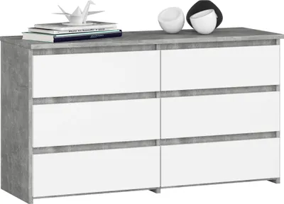 Produktbild von Akord Kommode 6 Schubladen Beton/Weiß 100X35X57 Cm