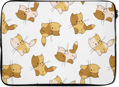 Produktbild von MuchoWow® Laptop Hülle 14 ZollMuster - Katze - Kätzchen - Jungen - Mädchen - Kinder - Kind Laptoptasche - Laptoptasche - Stoßsicher - Schutzhaube