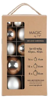 Image de Boules de Noël Frosty Silver 4 cm, 6 cm, 8 cm, 42 pièces